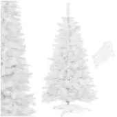 Springos Kunstkerstboom - - Wit - 180 cm - Dichte takken - Plastic standaard