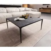 DELIFE Salontafel Levente 85x85 cm keramiek LaminamNero Greco Grey onderstel metaal zwart