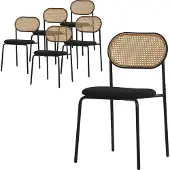 ML-Design Eetkamerstoel set van 6 zwart tot 120 kg rotan rugleuning