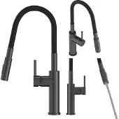 Granitan Keukenkraan Lonar - met Flexibele Uitloop - Gun Grey