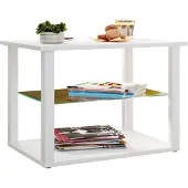 VCM Houten salontafel Sofa-tafel Woonkamertafel Bijzettafel Glas Wanilo M