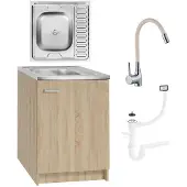 Stamar - Keukenkast 60cm met Wastafel + Wastafelkraan - Keuken meubel - Eik Sonoma