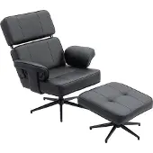 HOMCOM Recliner with Ottoman-Kunstleer, Metaal-91L x 79B x 89H cm-Zwart