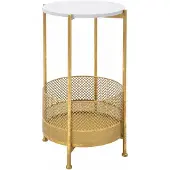 Mauro Ferretti Salontafel met mand, gouden frame, Ø 35 cm