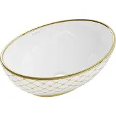 Mexen Elza opzetwastafel 40 x 33 cm, wit/goud rasterpatroon - 21014009