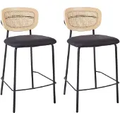 Beliani MAYETTA - Barkruk set van 2 - Zwart - Polyester