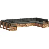 vidaXL Sofa-Sets 6 st Natuurlijk en Antraciet Massief Acacia Hout