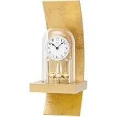 AMS W7443 staande klok met een gebogen, antiek ogend houten kast in goudkleur