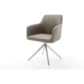 DELIFE Eetkamerstoel Greg-Flex echt leer mud kruisframe breed roestvrij staal pocketveer kern