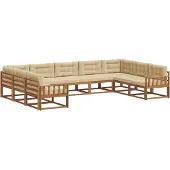 vidaXL Buiten bank set 9 st Natuurlijk en Beige