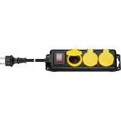 Goobay Buiten stekkerdoos 3 meter | 3-voudig | Type F, CEE 7/3 | Max. 3680W | IP44 | Zwart
