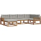 vidaXL Buiten bank set 6 st Naturel en lichtgrijs