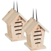 Relaxdays lieveheersbeestjeshotel - insectenhuis - onbehandeld hout - met ophanglus