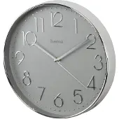 Hama Elegance, Wandklok, Rond, Grijs, Zilver, Kunststof, Glas