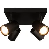 LEDVION LED Plafondspot Zwart 4-lichts Vierkant GU10 zonder lichtbron