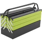 Baumarktplus - Gereedschapskoffer XXL - 53 x 20 x 27,5 cm - 7 Vakken - Staal - Harmonica Model - Met Inklapbare Handgreep - Leeg