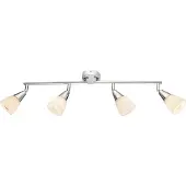 Globo spotlamp, metalen behuizing verchroomd, opaalglas, verstelbaar, afmetingen: 600x80x190mm, exclusief 4x E14 lampen, 40W, 230V