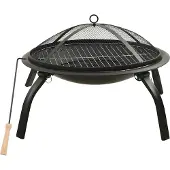 vidaXL Vuurschaal en barbecue 2-in-1 met pook 56x56x49 cm staal