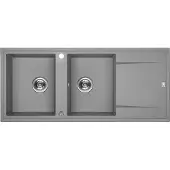 Laveo Design wastafel van graniet, 2 bakken, grijs