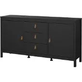 Ebuy24 Madrid dressoir 2 deuren 3 laden zwart mat.