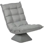 HOMCOM -Bodenstuhl-Stahl, Polyester-62L x 70B x 95H cm-Hellgrau