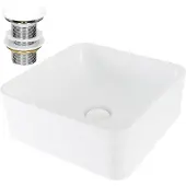 LuxeBath Wastafel incl. afvoerset zonder overloop 39x39x15 cm Wit keramiek ML-Design