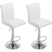 CLP Set van 2 barkrukken, model Keulen, bekleed met kunstleer, draaibaar en met hoogteverstelling | Kleur: wit