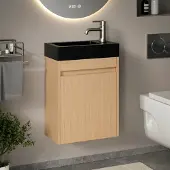 Mirlux Toiletmeubel elen 40cm licht eiken wastafel zwart