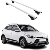 Omtec Draagrek bagagedrager voor Hyundai i20 2014-2020, basisdrager, metaal, zilver, 2-delig