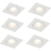 QAZQA Set van 6 inbouwspots wit vierkant GU10 50mm IP44 - Xena