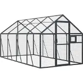 vidaXL Volière 1,79x4x1,85 m aluminium antracietkleurig