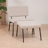 Bronx Scandinavische fauteuil en hocker Espen beige gerecyclede stof