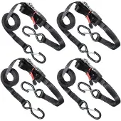 Masterlock set of 4 ratchet tie downs with S hooks 4,25m - colour : black - PVC g - 3056EURDAT