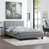 CARO-Möbel Gestoffeerd bed NEBRASKA 120 x 200 cm in grijs