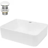 LuxeBath Wastafel 480x380x140 mm van keramiek incl. afvoerset zonder overloop