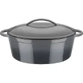 GSW Gusseisen ovale braadpan, Grey Shadow, 33x25cm / 7 liter. Gietijzeren, ovale braadpan met deksel, afmetingen ongeveer 33 x 25 x 13,0 cm