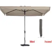 Madison Parasol rechthoek Ecru 300 x 200 cm met beschermhoes | Kantelbare rechthoekige parasol Delos | 100% polyester doek