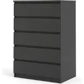 Ebuy24 Nada kommode breed met 5 lades, mat zwart.