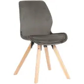 CLP Esszimmerstuhl Luna: Modern design, naturel kleurig frame, beklede zitting in grijs. Materiaal: fluweel