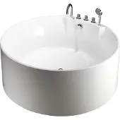 Vente-unique Ronde vrijstaande badkuip met kraan - LINDA - 373L - 150 x 150 x 58 cm