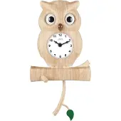 JVD Kinderwandklok met opwinding - Uil - 20x40 cm - Stille Uurwerk