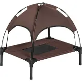 PawHut Huisdierenbed met luifel verhoogd hondenbed hondenligbed ademend taft-stof D04-057