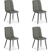 Homestyle4u Eetkamerstoelen van Linnen - 4 Stoelen - Grijs