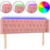 vidaXL Hoofdbord LED 163x16x78/88 cm fluweel roze
