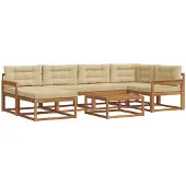 vidaXL Buiten bank set 7 st Natuurlijk en Beige