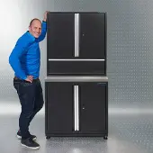 Datona PREMIUM werkbank met RVS werkblad 92 cm breed - Zwart