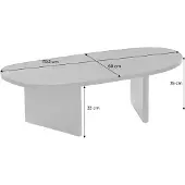 Sweeek - Ovale salontafel van mangohout en steenfineer, metalen rand