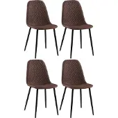 CLP Giverny Set van 4 eetkamerstoelen - zonder armleuning - bruin Stof
