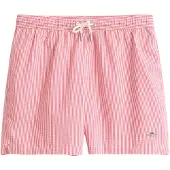 Gant Zwembroek Men Striped Seersucker Rose Red-XL