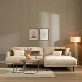 Livin24 Scandinavische hoekbank Denver bouclé beige rechts